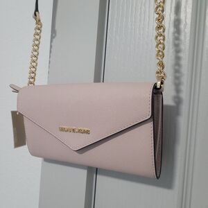 Michael Kors Pink Jet Set Large Phone Wallet Crossbody Leather Bag Nightout